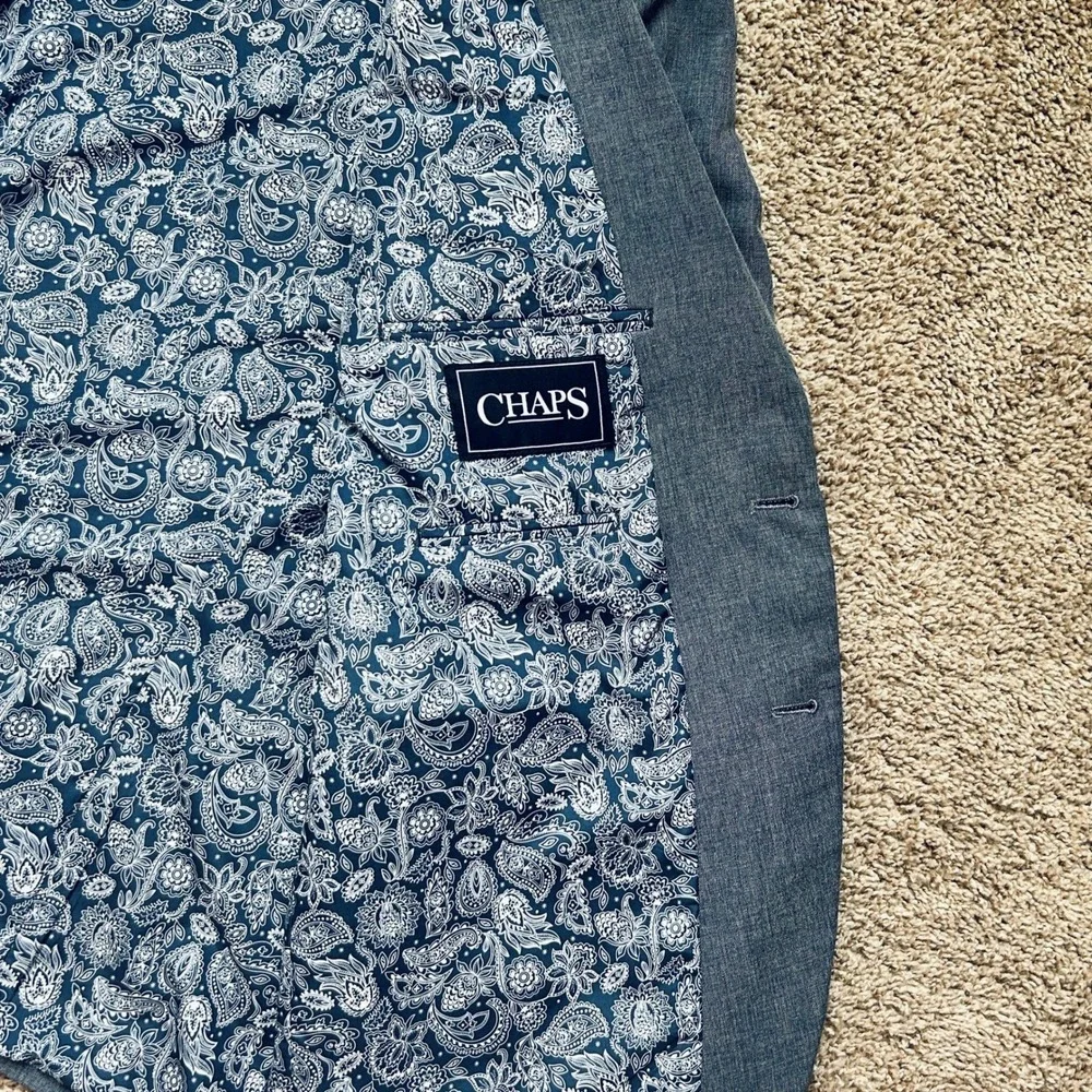 Chaps Mens Blue Textured Blazer Sport Coat‎ Paisley Lined Size 50R